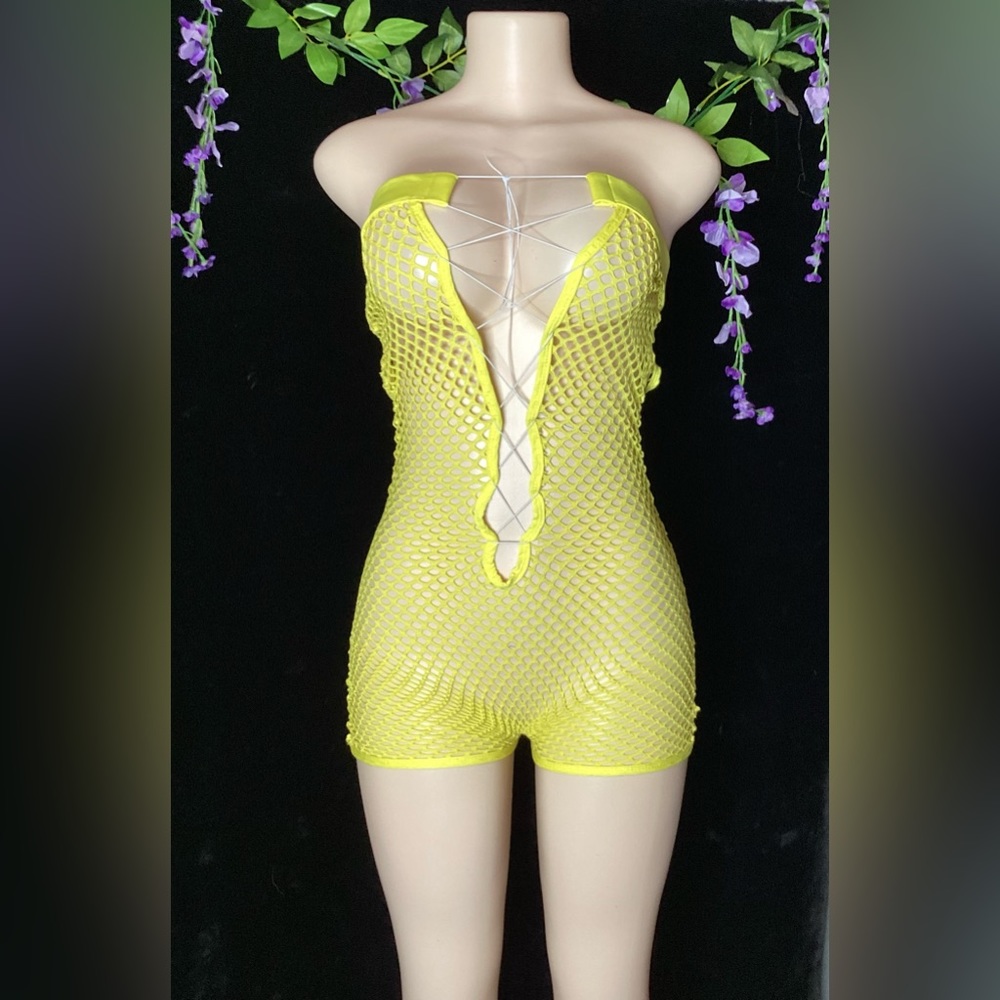Exotic dancewear fishnet romper